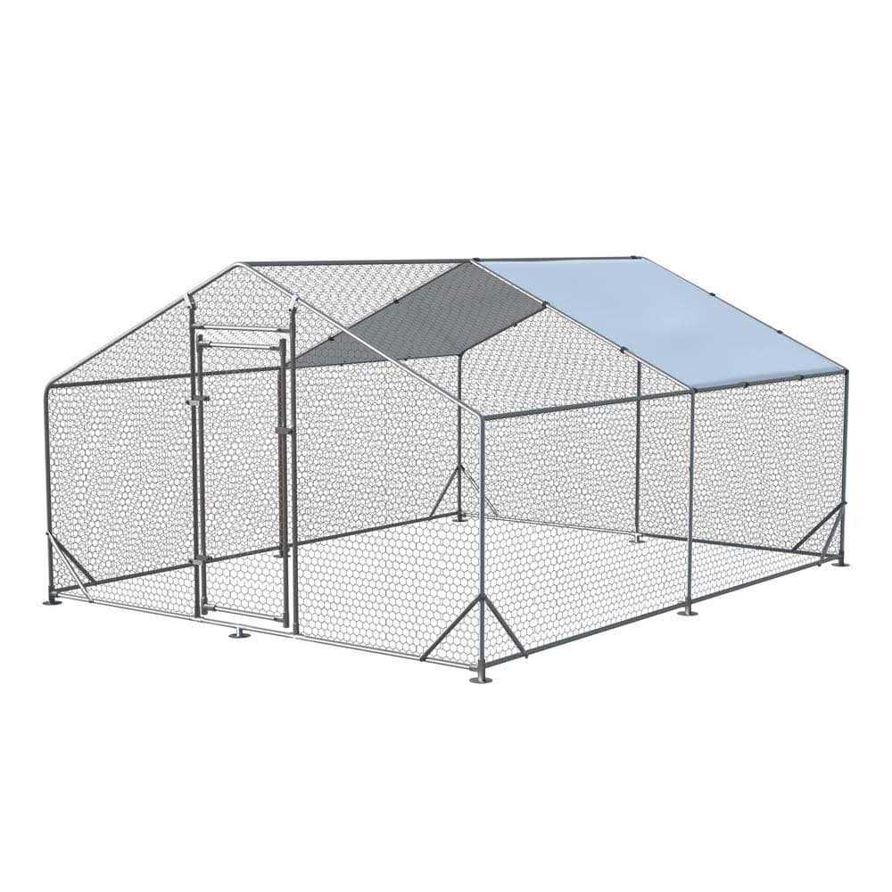 10 ft. L x 13 ft. W x 6.4 ft. H Walk-In Chicken Coop Poultry Cage with Waterproof Cover - Pet Supplies online store
