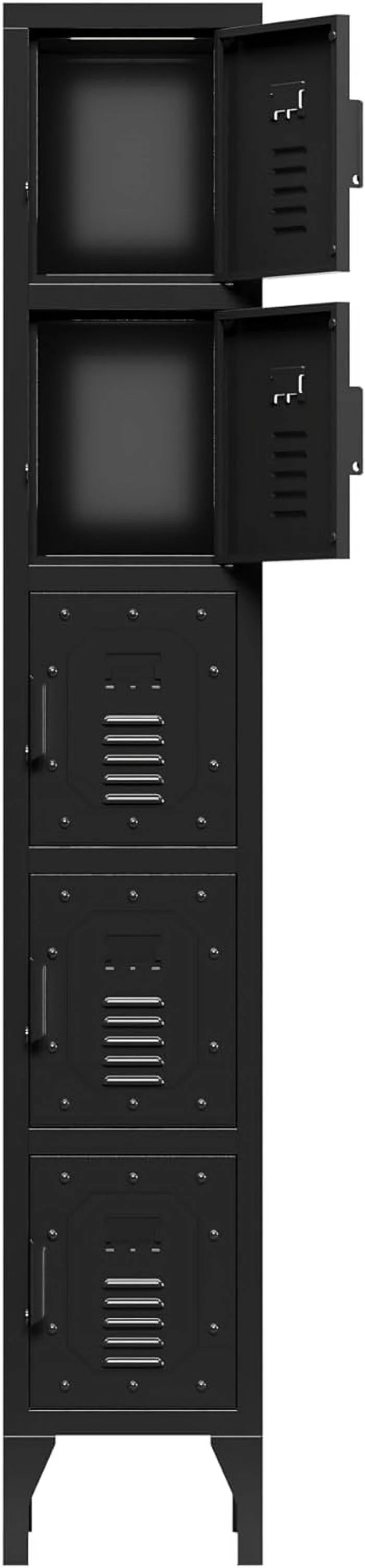 Metal Storage Cabinet, 5 Doors Lockable Employees Metal Locker, 72" Tall Metal Locker Accent Storage Cabinet
