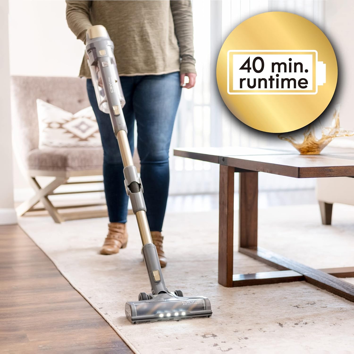Kenmore DS4095 21.6V Cordless Stick Vacuum Lightweight Cleaner with 2-Speed Power Control, LED Headlight, Converts to Handheld for Hardwood Floors