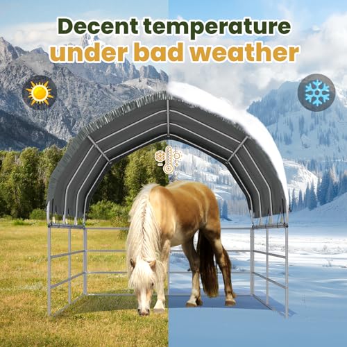 YOLENY Corral Shelter (Green, 12'x12'), Heavy Duty Round Style Canopy, Waterproof and UV Treated Universal Cover