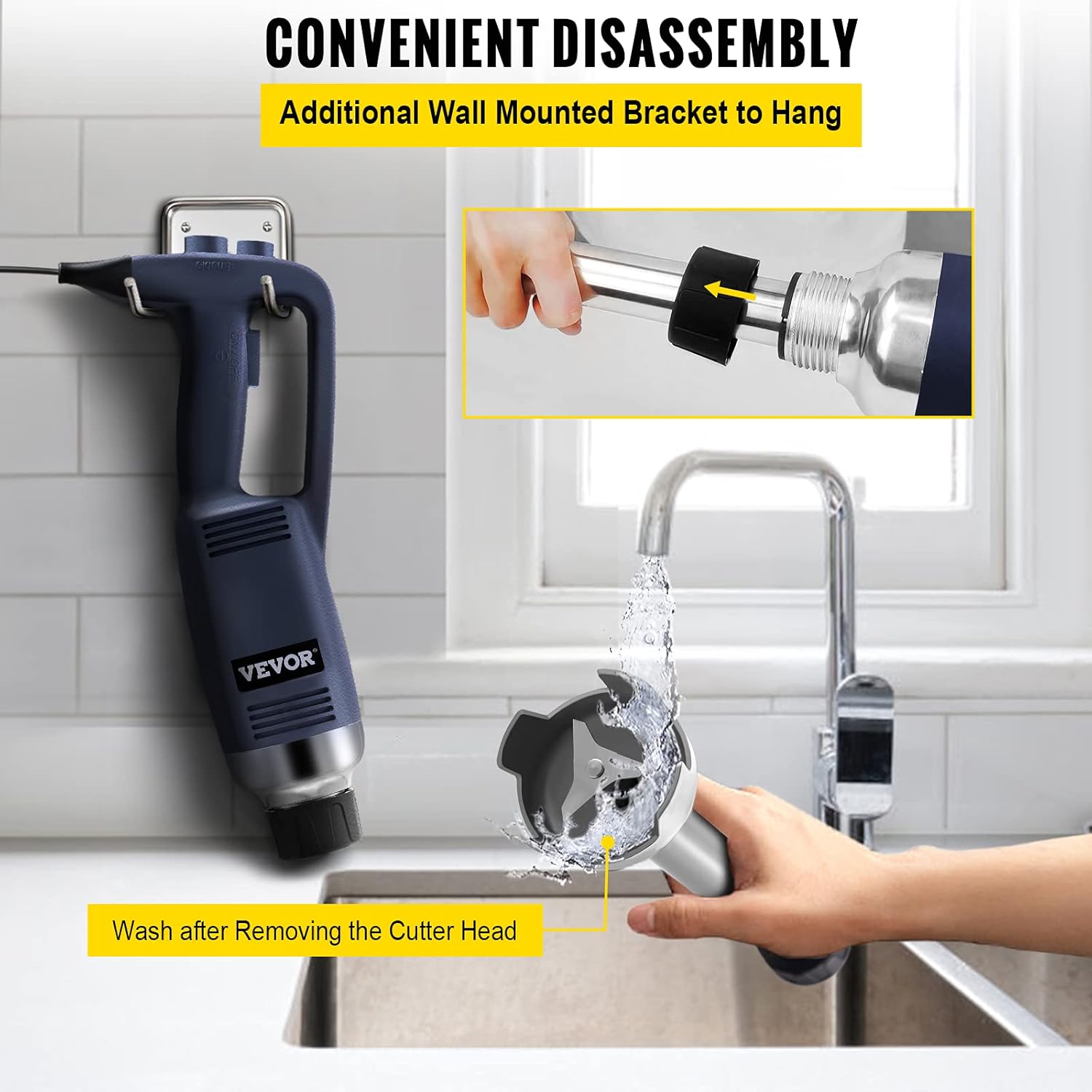 VEVOR Commercial Immersion Blender Variable Speed Heavy Duty Immersion Blender 500W Commercial Hand Mixer 304 Stainless Steel Hand Blender Commercial