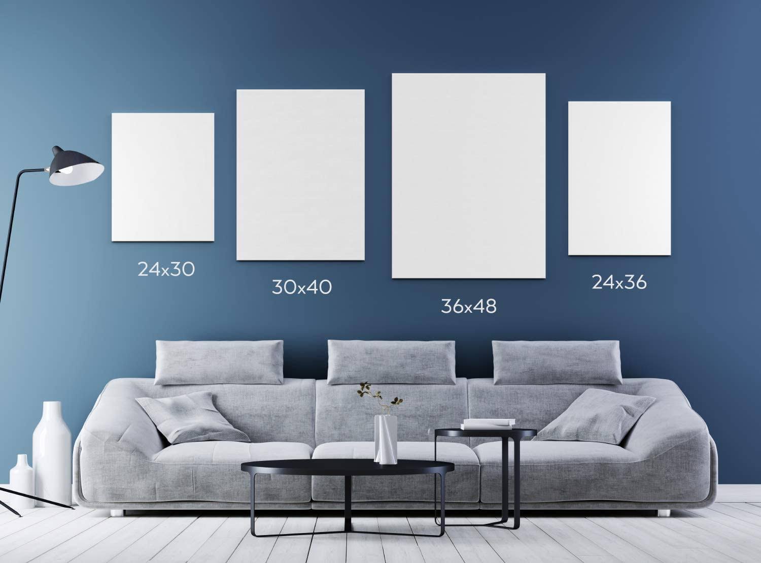 Arteza 30x40x22 Stretched White Blank Canvas, Bulk Pack of 5, Primed, 100% Cotton