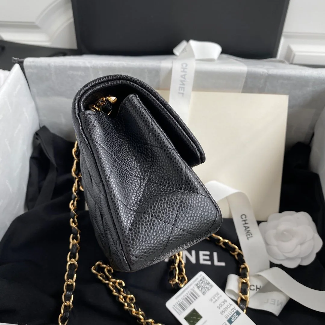 Chanel Mini Classic Handbag Black For Women 6.7in/17cm