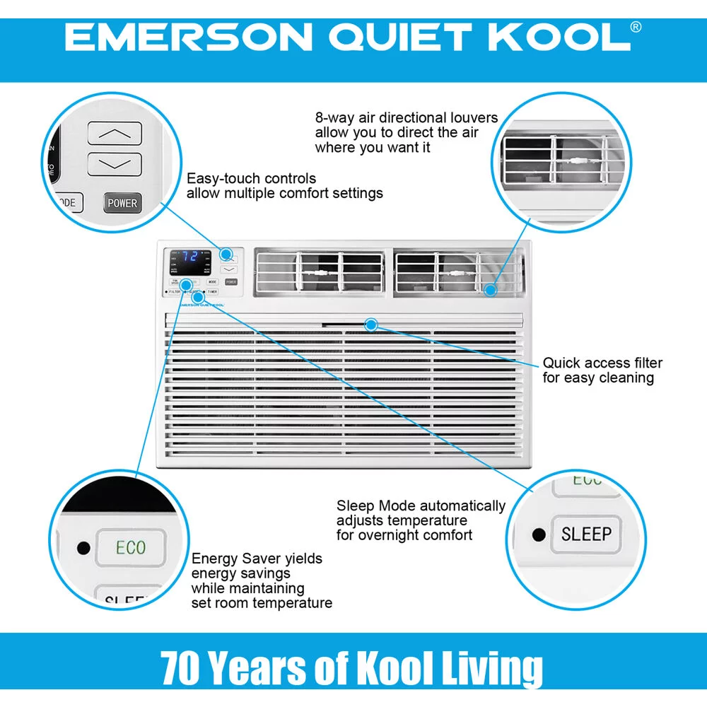 Emerson Quiet Kool 230V 14,000 BTU Through-the-Wall Air Conditioner with Remote Control