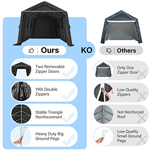 ADVANCE OUTDOOR 10x10 ft Heavy Duty Outdoor Patio Portable Canopy Storage Shelter Shed Carport with 2 Roll up Zipper Doors & Vents for Snowmobile