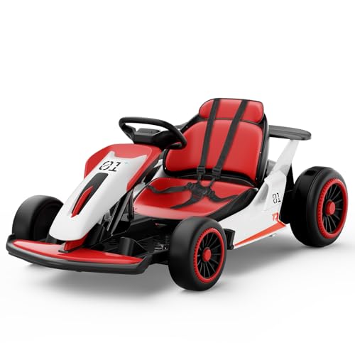 Planet X8 24V Electric Go Kart, 2x150W Drift Kart for Big Kids, 5-Point Safety Belt with Soft Start, Up to 8 MPH Racing Speed, 7AH Large Battery