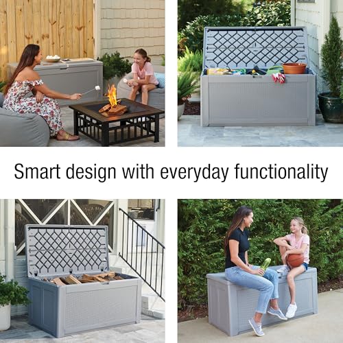Rubbermaid Extra Large Resin Outdoor Storage Deck Box (134 Gal), Weather Resistant, Gray