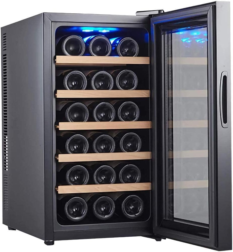 Wine Cooler 18 Bottle Counter Top Wine Cellar Fridge Small Freestanding Constant Humidity Wine Refrigerator Digital Temperature Display Glass Door