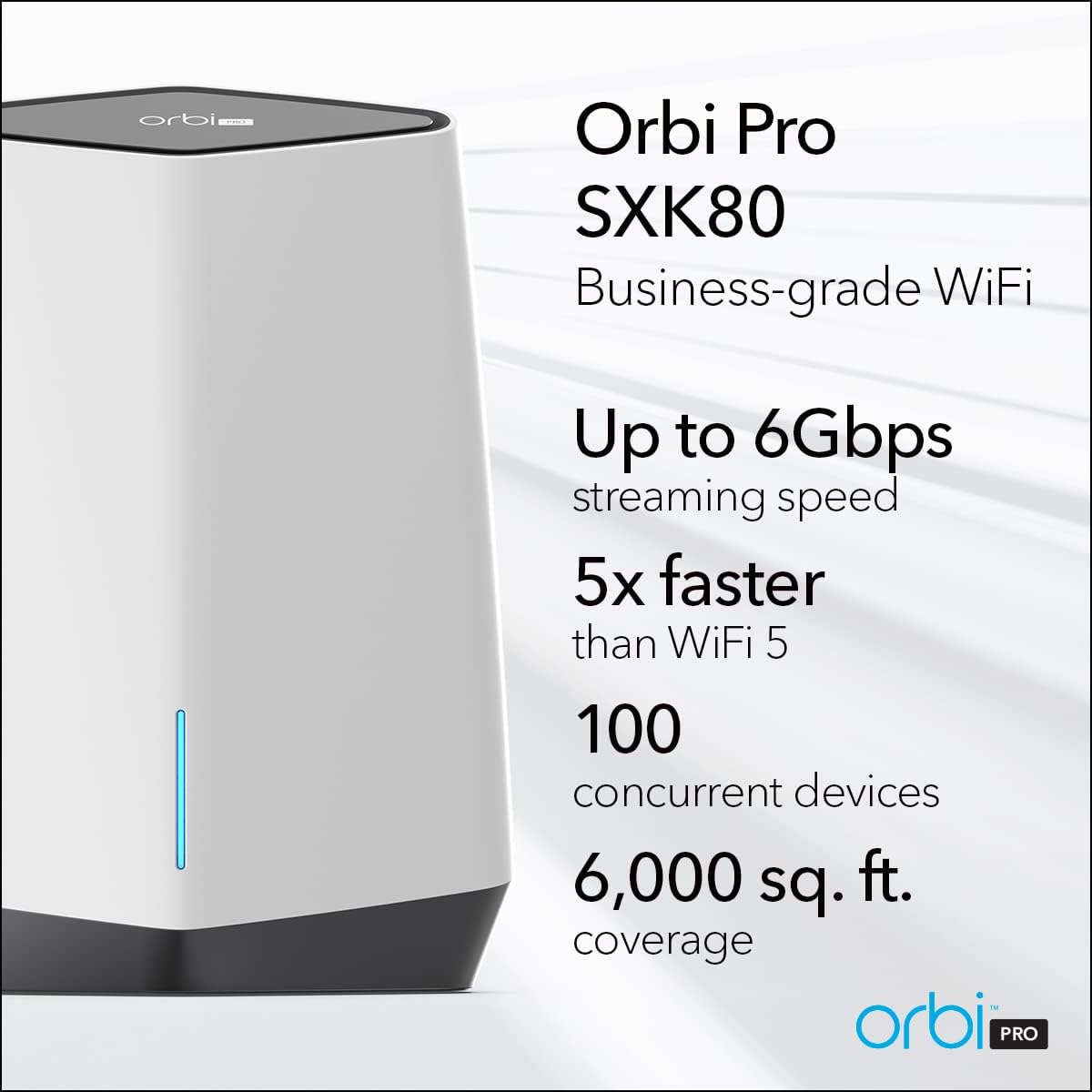 NETGEAR Orbi Pro WiFi 6 Tri-band Mesh System (SXK80) | Router with 1 Satellite Extender for Business or Home | Coverage up to 6