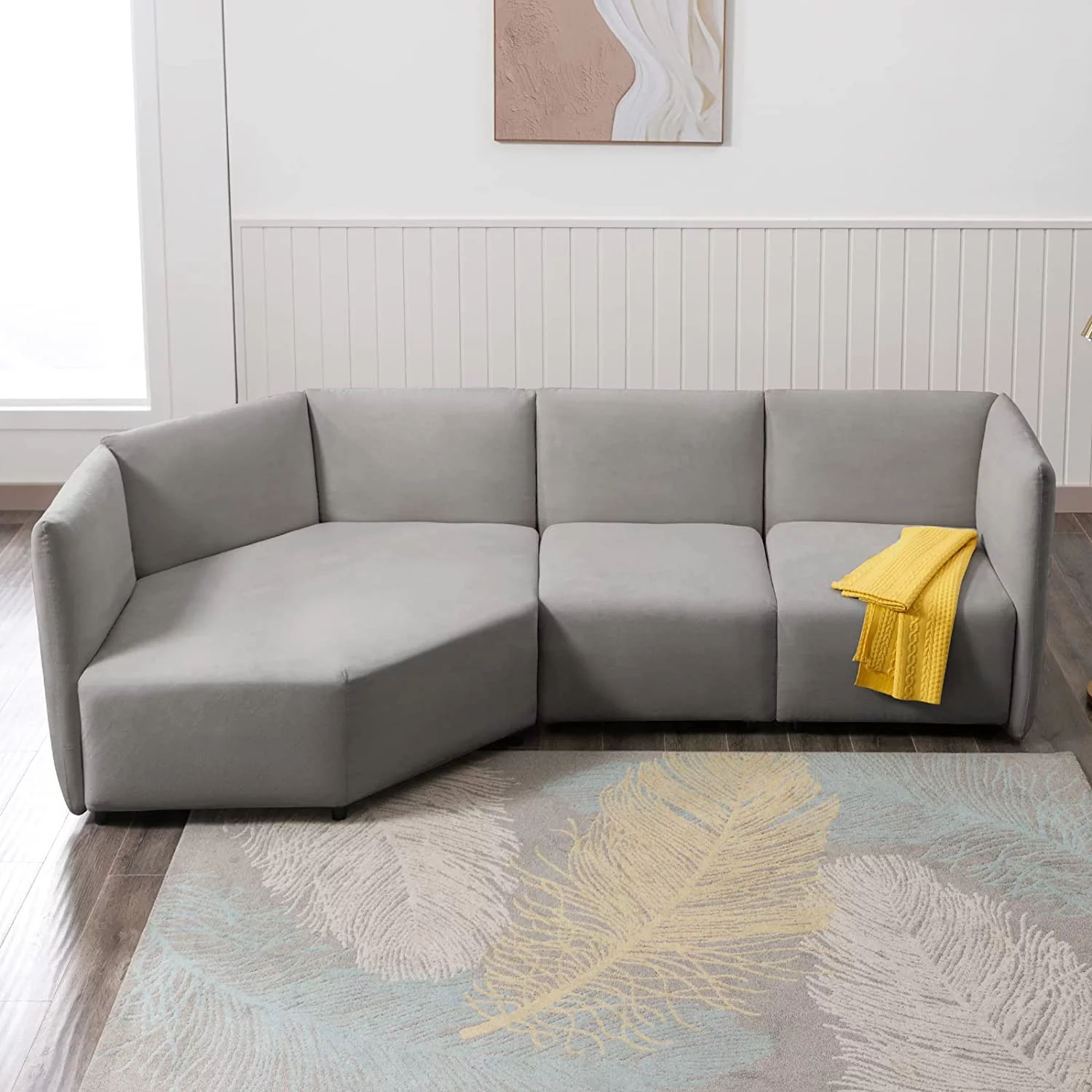 MUZZ Curved Sectional Sofa for Living Room,128'' Free Combination Modular Sofa with Adjustable Armrest and Backrest, Upholstered Cloud Couch