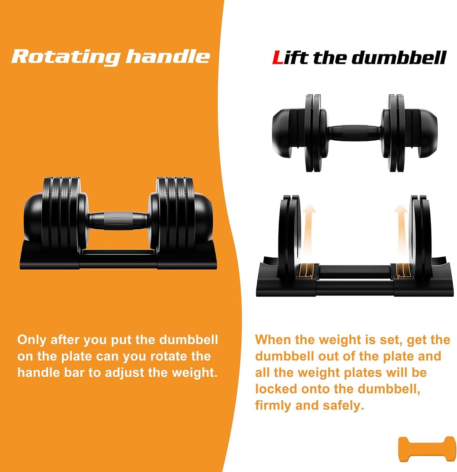 Adjustable Dumbbell, 2PCS 52lb Dumbbell Set with Tray for Workout Strength Training Fitness