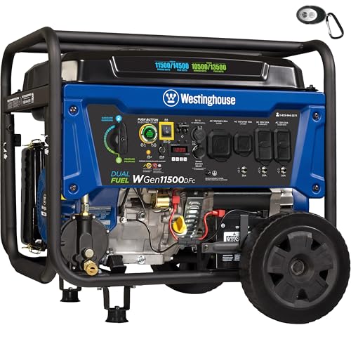 Westinghouse 12500 Peak Watt Tri-Fuel Home Backup Portable Generator, Remote Electric Start, Transfer Switch Ready, Gas, Propane