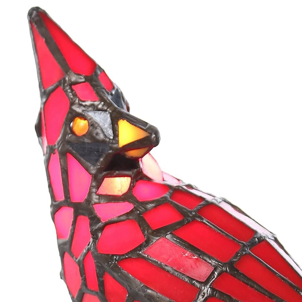 River of Goods 13.5x22 Tall Stained Glass Cardinal Accent Lamp, Red