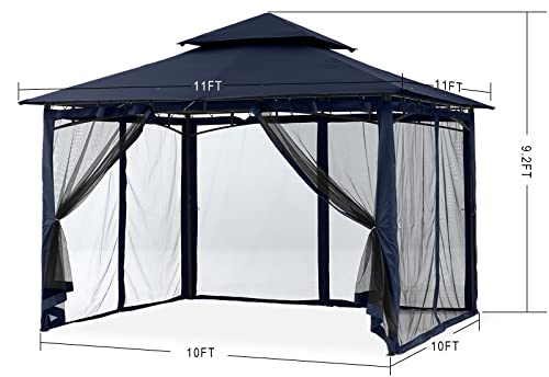 MASTERCANOPY Outdoor Garden Gazebo for Patios with Stable Steel Frame and Netting Walls (11x11,Dark Gray)