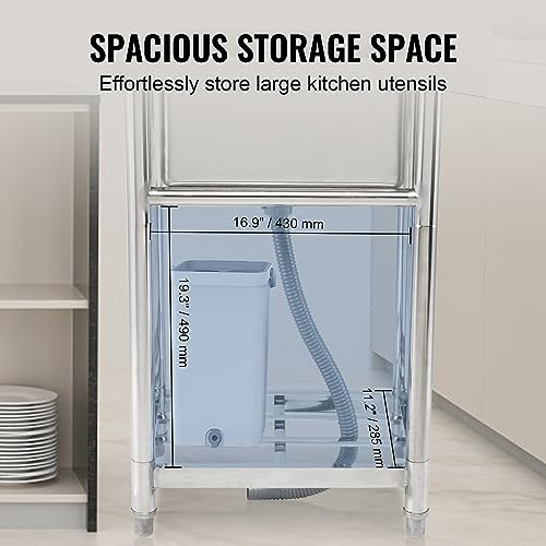 VEVOR Stainless Steel Utility Sink, 1 Compartment Free Standing Small Sink w/Workbench Faucet & legs
