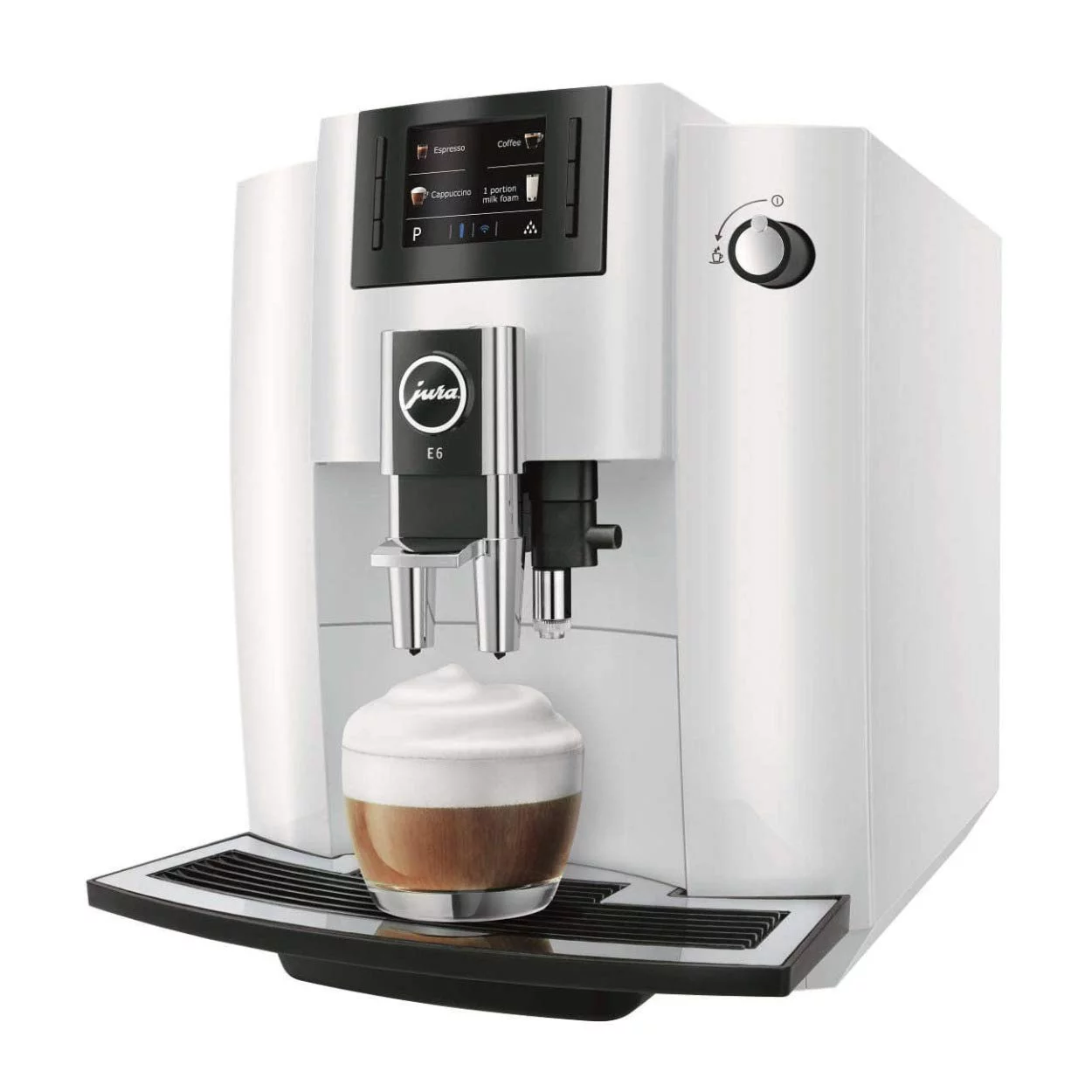 Jura E6 Automatic Espresso Machine (Piano White)