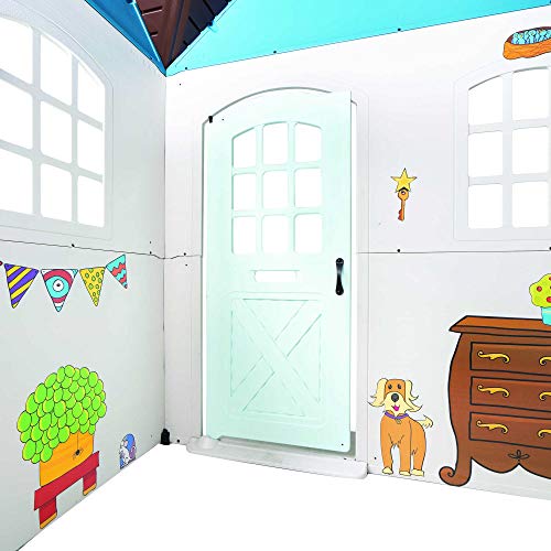 Lifetime Heavy Duty Plastic Outdoor Playhouse, 6ft x 6ft x 7 ft Tall, Beige & Blue