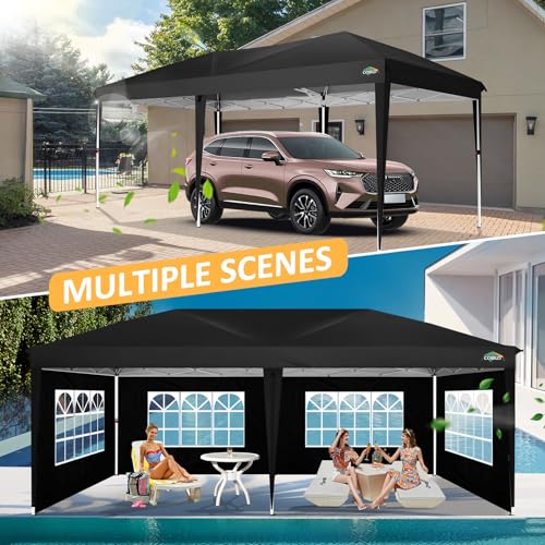 COBIZI 10x10 Pop up Canopy Tent Protable Canopy Tent with 4 Sidewalls Waterproof Commercial Instant Shelter for Parties, Wedding
