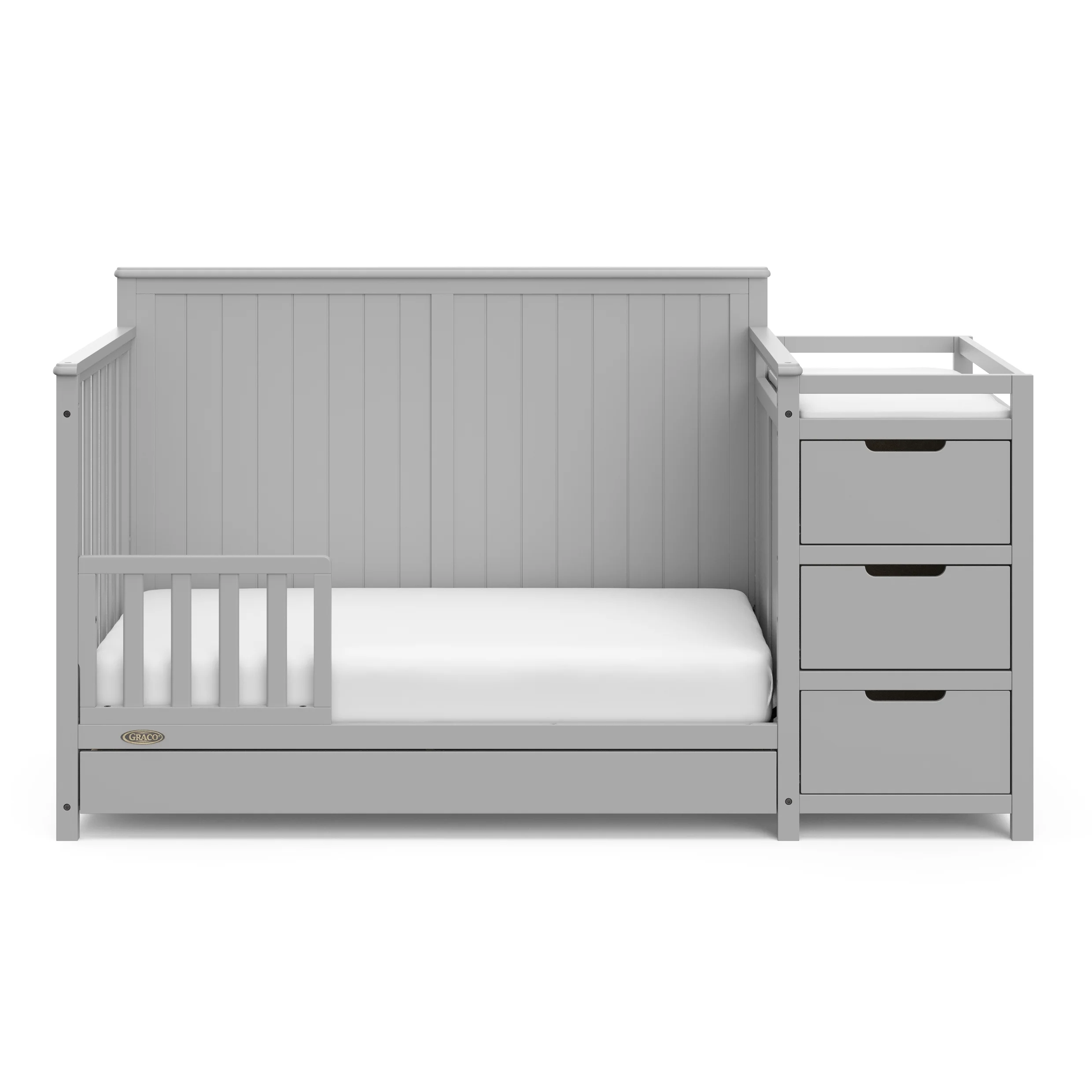 Graco Hadley 5-in-1 Convertible Crib and Changer with Drawer, Pebble Gray - Curated Treasures Market