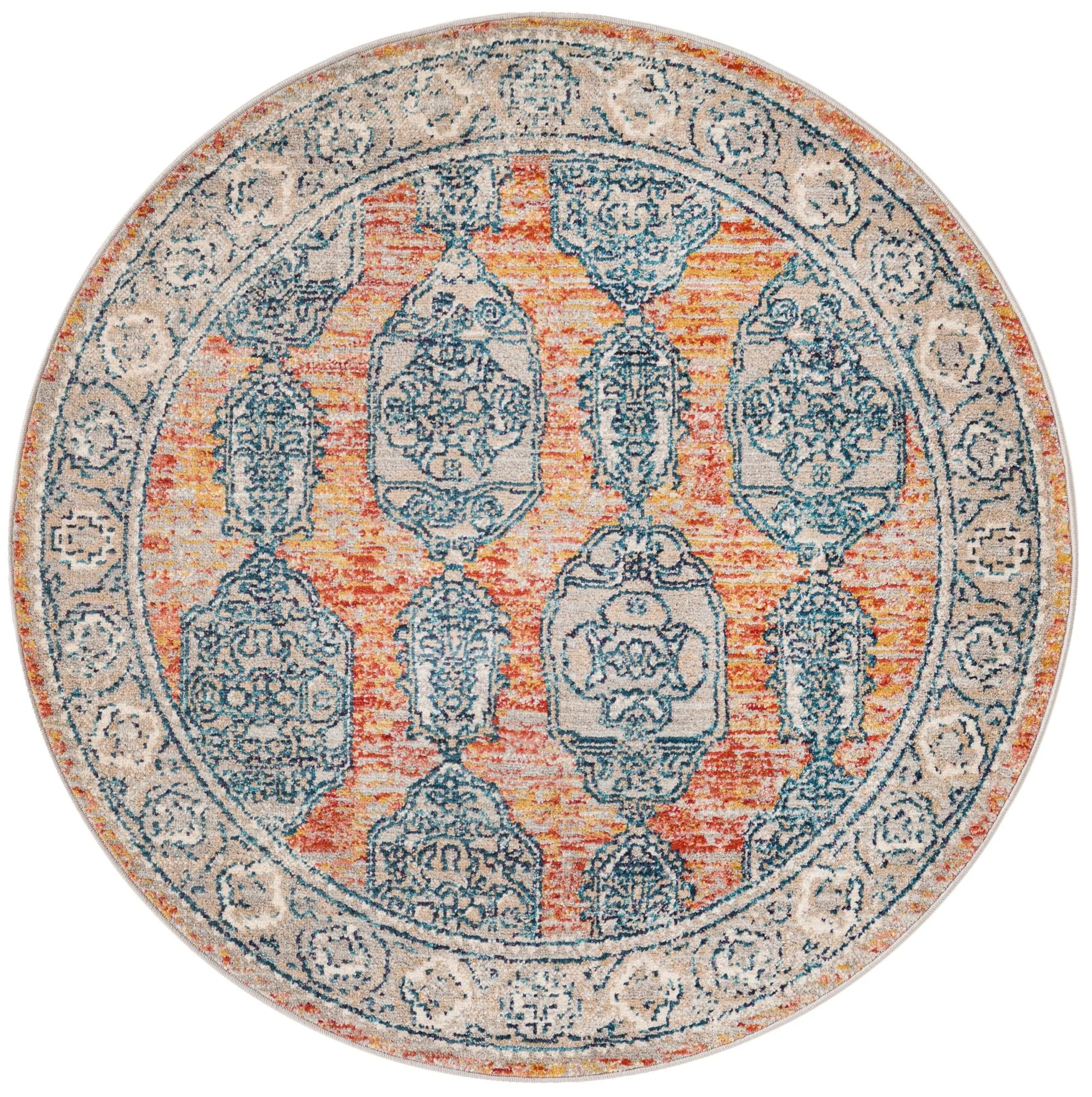 Rugs.com Lola Collection Rug – 4 Ft Round Brick Red Medium Rug Perfect For Kitchens, Dining Rooms