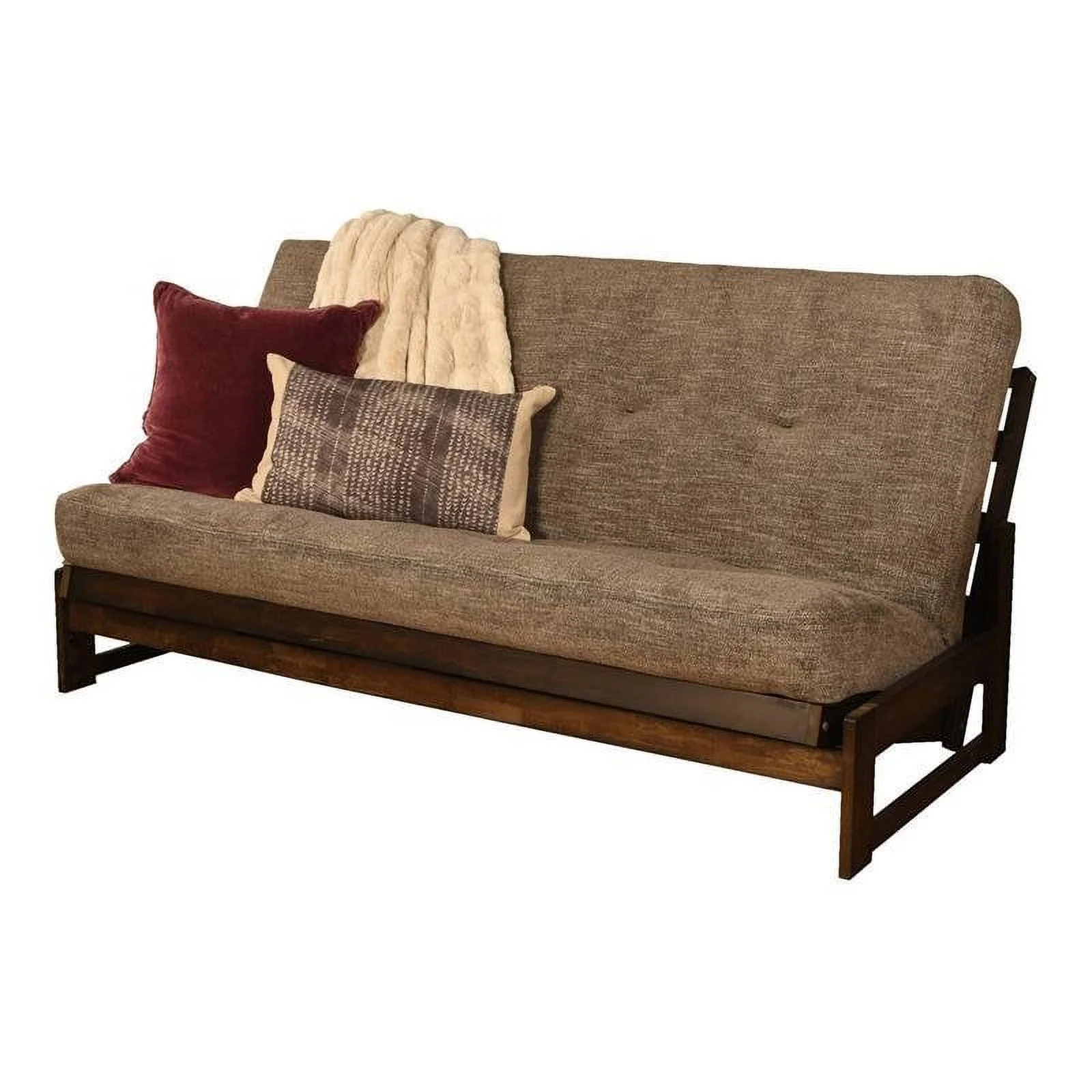 Kodiak Furniture Aspen Futon with Linen Fabric Mattress in Charcoal Gray