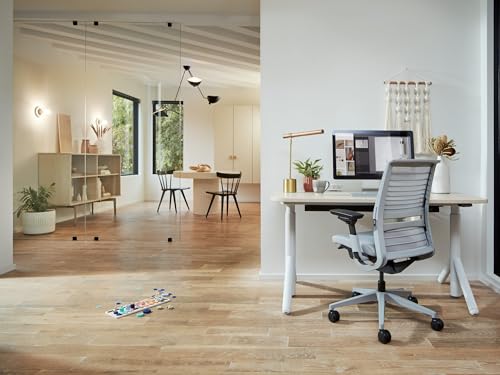 Steelcase Think Office Chair - Ergonomic Work Chair - Lumbar Support - 4D Arms - Dark Merle Frame with 3D Knit Back