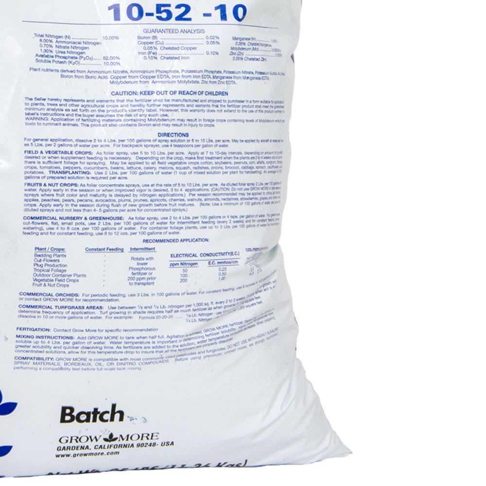 Grow More - Water Soluble 10-52-10, 25 lbs