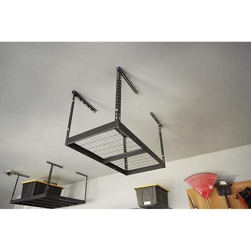 Klutch Gladiator Overhead Garage Storage Rack &mdash; Adjustable Height, 96in.L x 48in.D x 23&ndash;37in.H