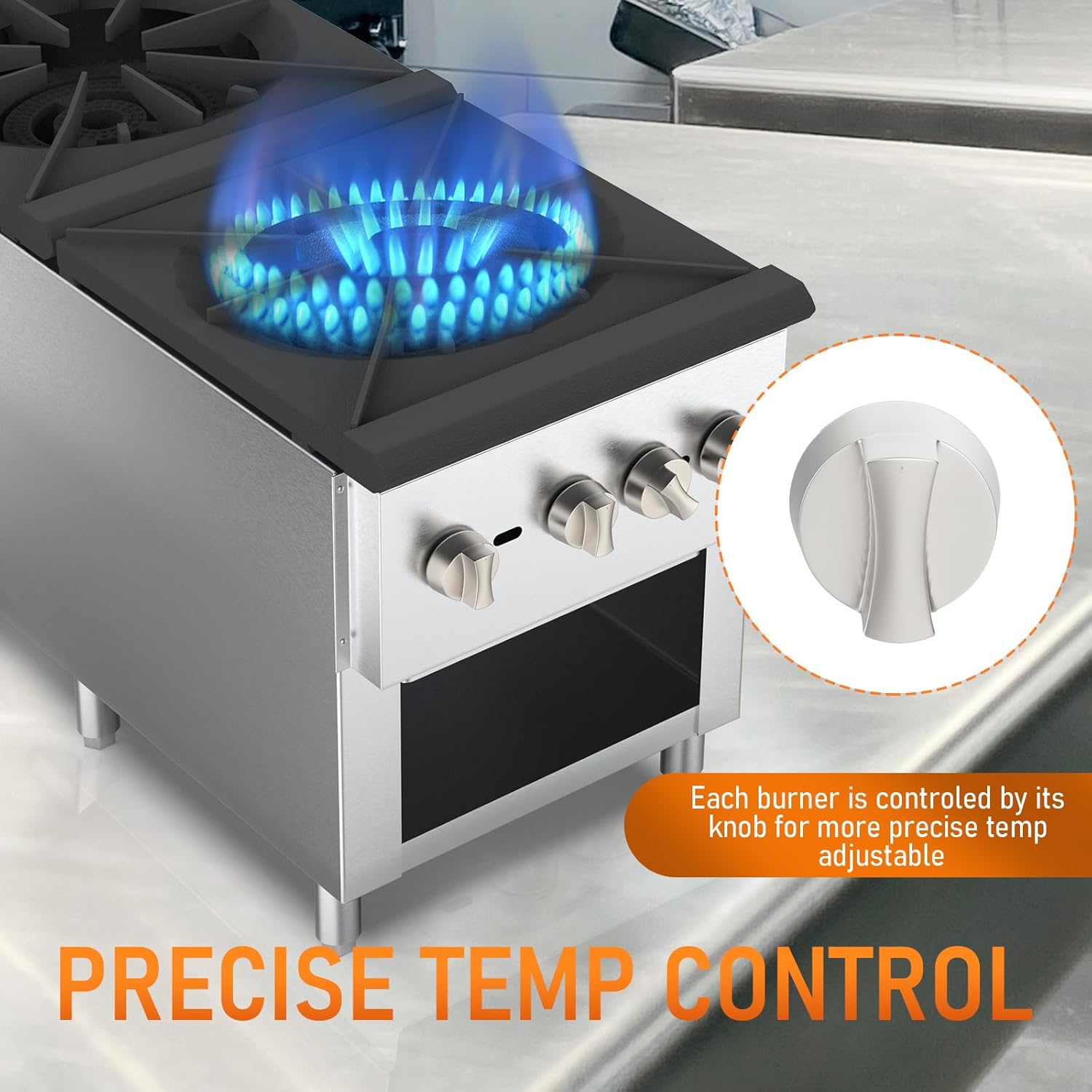 2 Burners Gas Stove, Propane and Natural Gas Commercial Hot Plate, 18"X45" Stainless Steel Wok Countertop Commercial Range, Outdoor Cooker