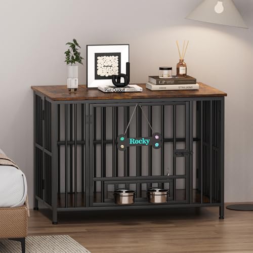 Easycom 41" Dog Crate Furniture Foldable, No Assembly Decorative Dog Kennel Indoor, Dog Crates for Large Dogs