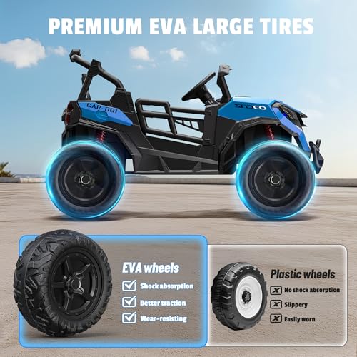 24V 2 Seater Ride on Car Truck, 4x200W, EVA Tires, 4WD/2WD, Rainbow Lights, Remote Control, Shock Absorbers, Bluetooth