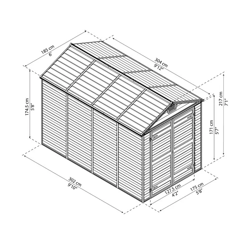 6 FT. W X 10 FT. D plastic storage shed