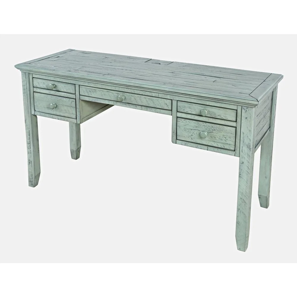Jofran Rustic Shores Coastal Style Distressed Acacia USB Charging Desk