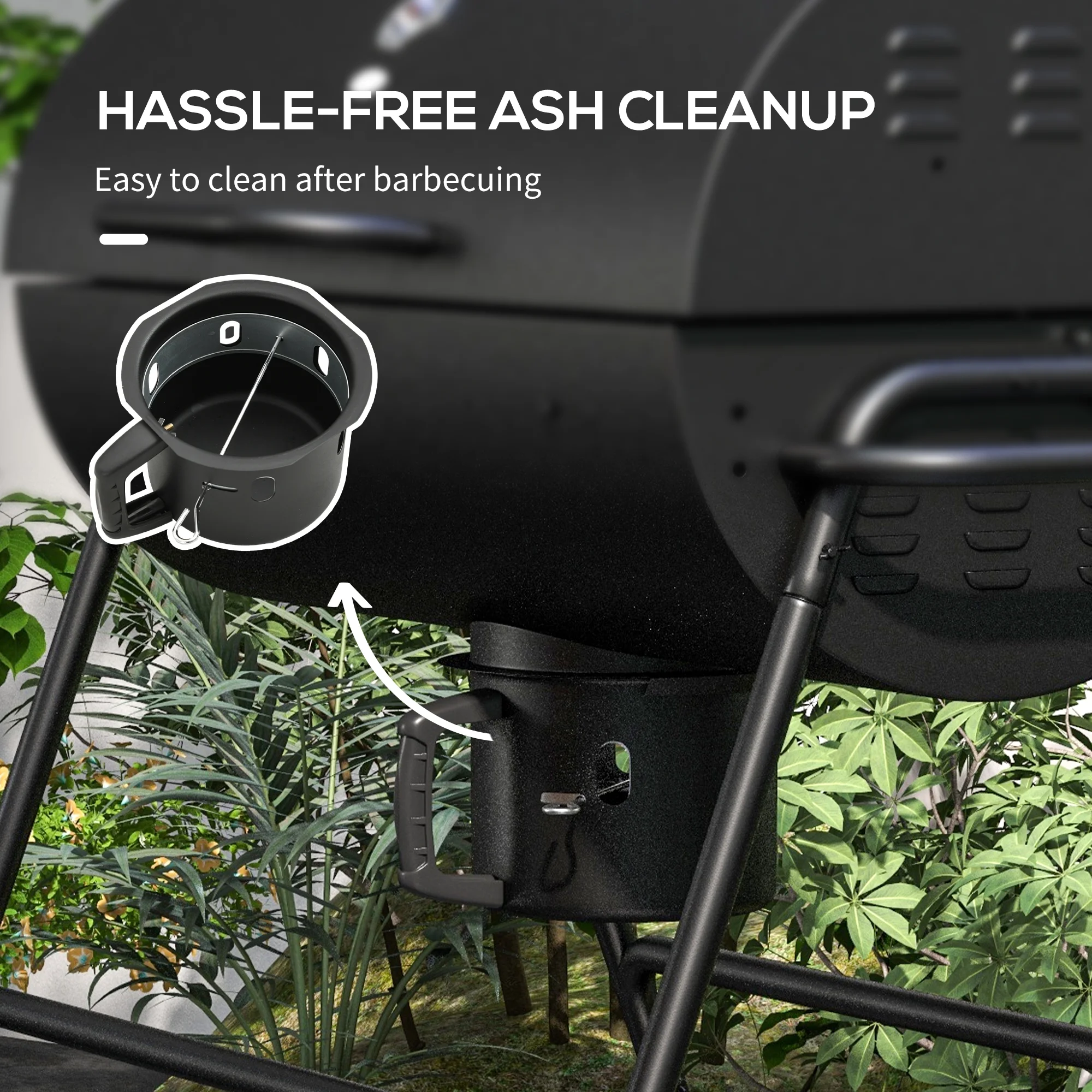 Outsunny Barrel Charcoal BBQ Grill, Wheeled Barbecue, Black
