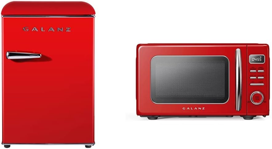 Galanz GLR25MRDR10 Retro Compact Refrigerator, Mini Fridge with Single Doors, Adjustable Mechanical Thermostat with Chiller, Red