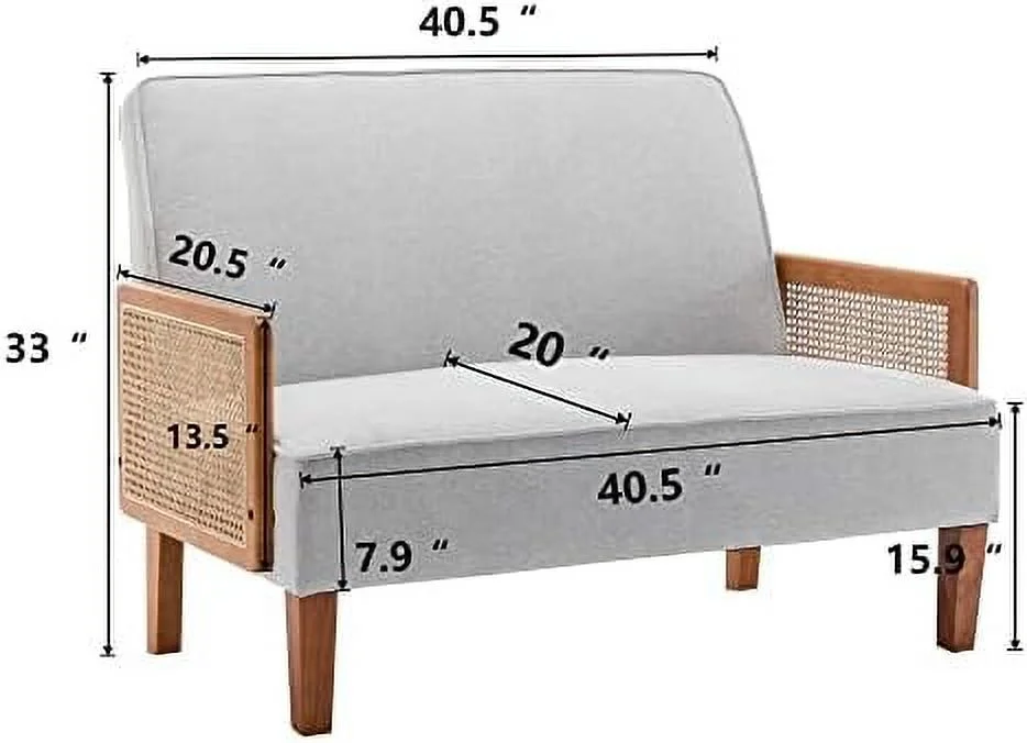 HJZBNONE Small Loveseat Sofa  Upholstered Small Sofa Couch Mini Love seat Sofas for Bedroom Living Room (Light Gray)