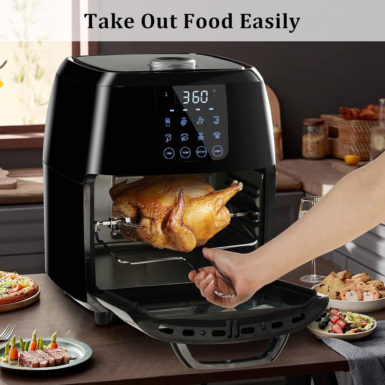 Air Fryer, 12.7-Quarts Air Oven, Rotisserie Oven, 1700W Electric Air Fryer Oven with LED Digital Touchscreen