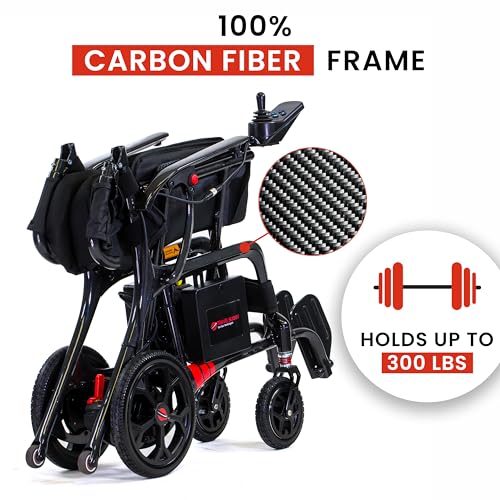 AEROLUX by Travel Buggy - Premium Foldable Carbon Fiber Wheelchair - Ultra Lightweight Wheelchair Weighs Only 29 lbs - Holds up to 300 lbs