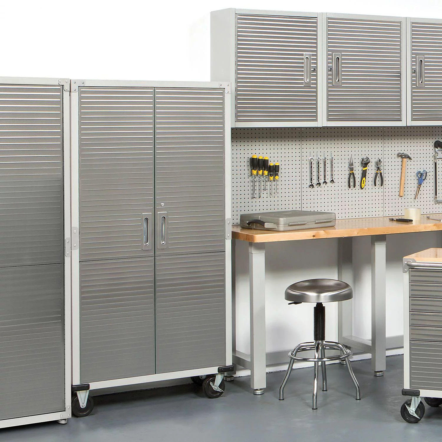 Seville Classics UltraHD Steel Body Lockable Storage Filing Cabinet Organizer Locker Shelving Unit 36" W x 18" D x 72" H, Granite Gray