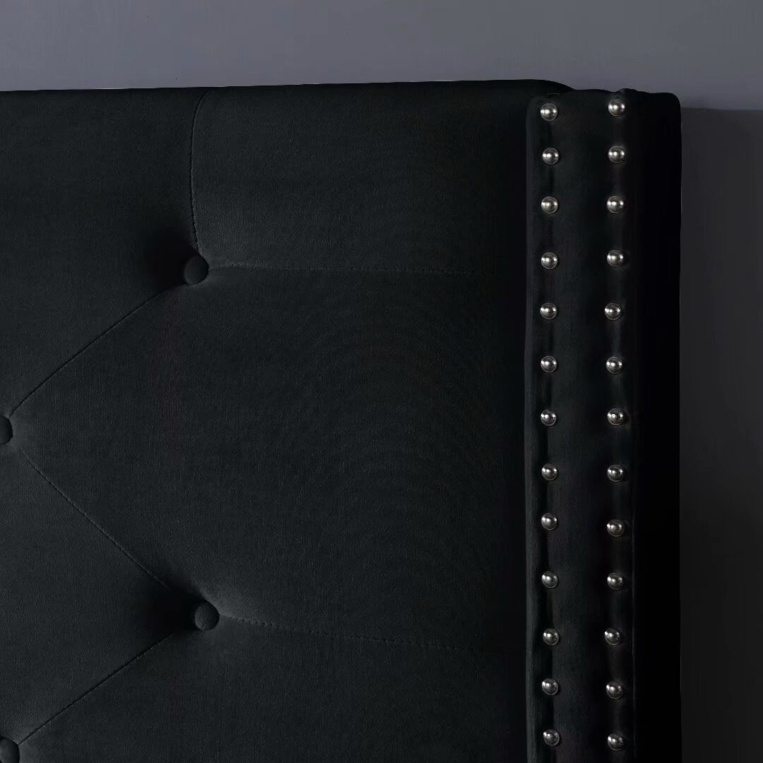 Morden Fort King Size Upholstered Platform Bed Frame/ Velvet Black