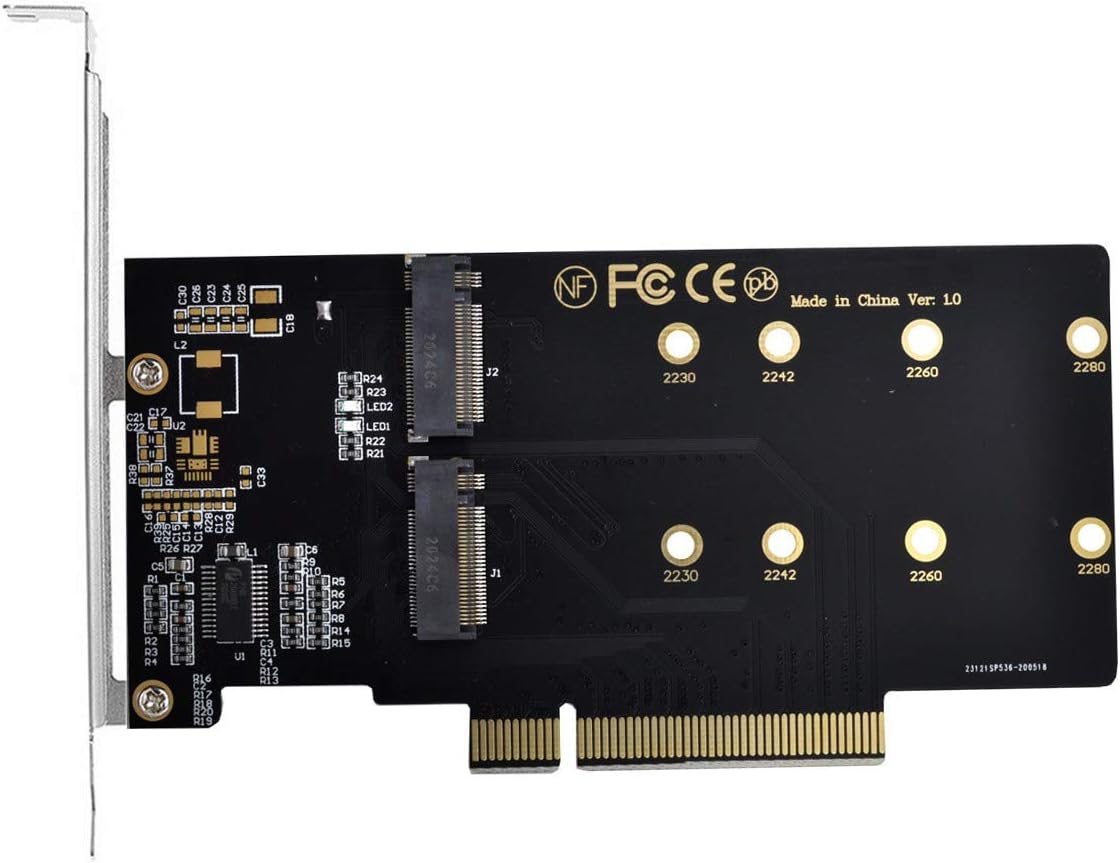 Xiwai 4X NVME M.2 AHCI to PCI-E Express 3.0 Gen3 X16 Raid Card with Fan VROC Raid0 Hyper Adapter