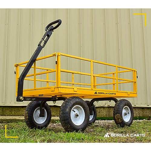 Gorilla Carts Steel Utility Wagon w/ Removable Side Panels, 1000 lb Capacity, Gray