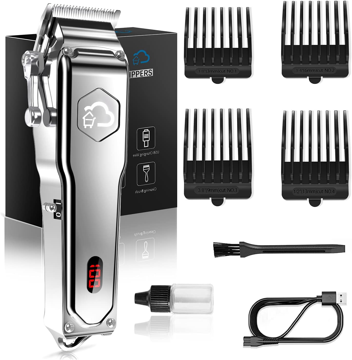 JUSTSTONE Hair Clippers for Men Professional Cordless Clippers for Hair Cutting with LED Display