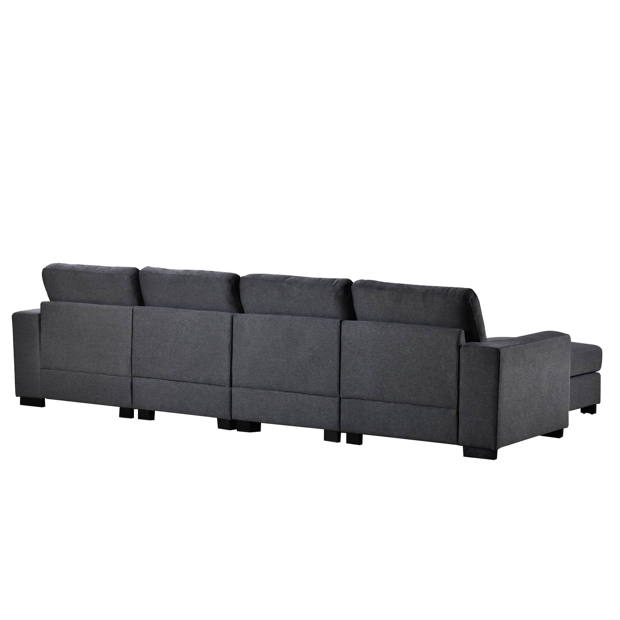 Euroco U Shaped Sofa with Removable Ottomans Sectional Sofa 6 Seater for Living Room, Gray
