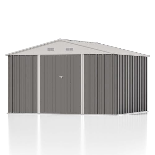 Patiowell 5x3 FT Outdoor Storage Shed, Tool Shed with Sloping Roof and Lockable Door, Metal Shed for Backyard Garden Patio Lawn, Brown