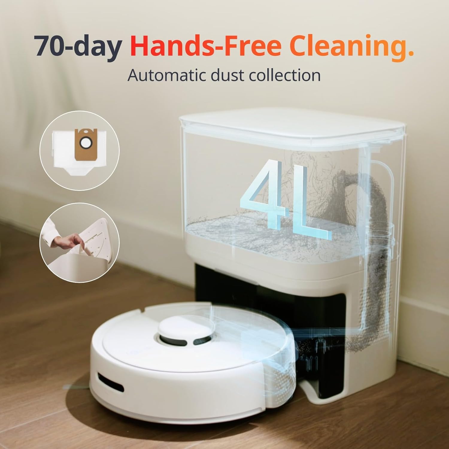 SwitchBot Mini Robot Vacuum K10+, Self-Emptying Base for 70 Days of Cleaning, LiDAR Navigation, Robot Vacuum and Mop Combo with Custom Cleaning