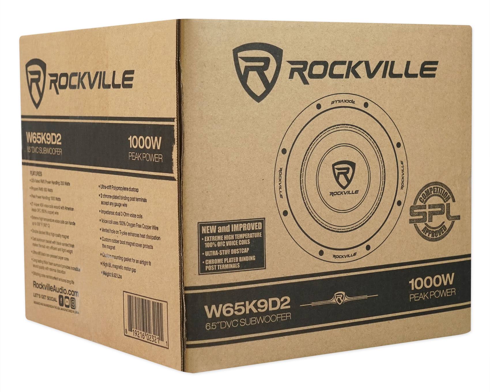 Rockville W65K9D2 6.5x22 1000W Car Audio Subwoofer Dual 2-Ohm SUB CEA Compliant