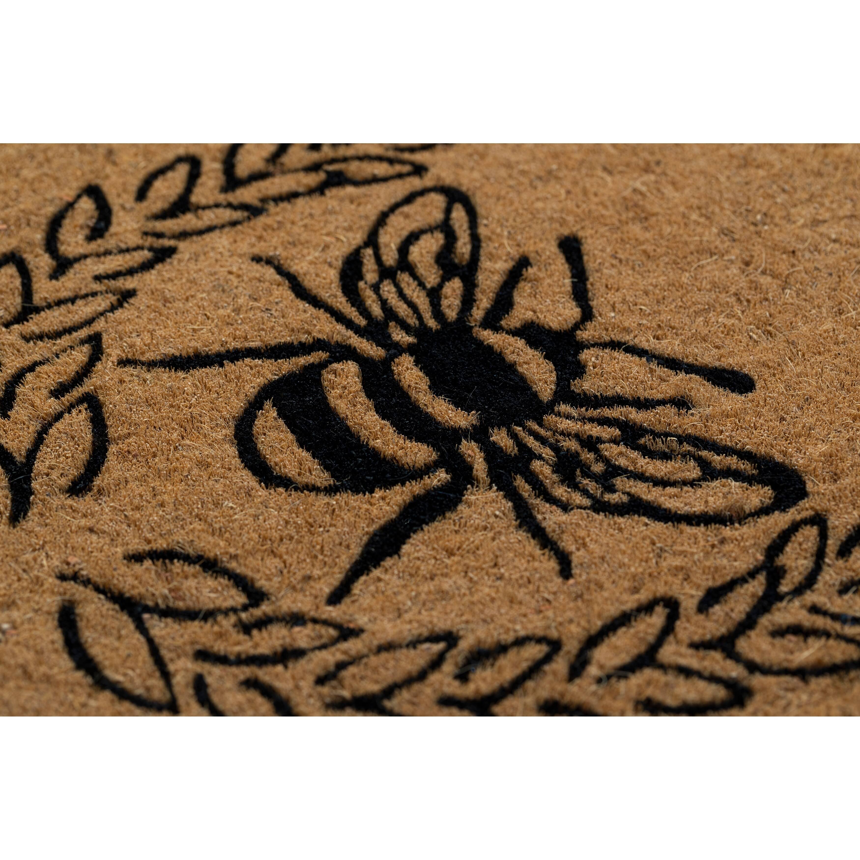 Entryways Basics 2292F 18 x 30 in. Queen Bee Extra - Thick Handwoven Coconut Fiber Doormat Natural Coir u0026 Black