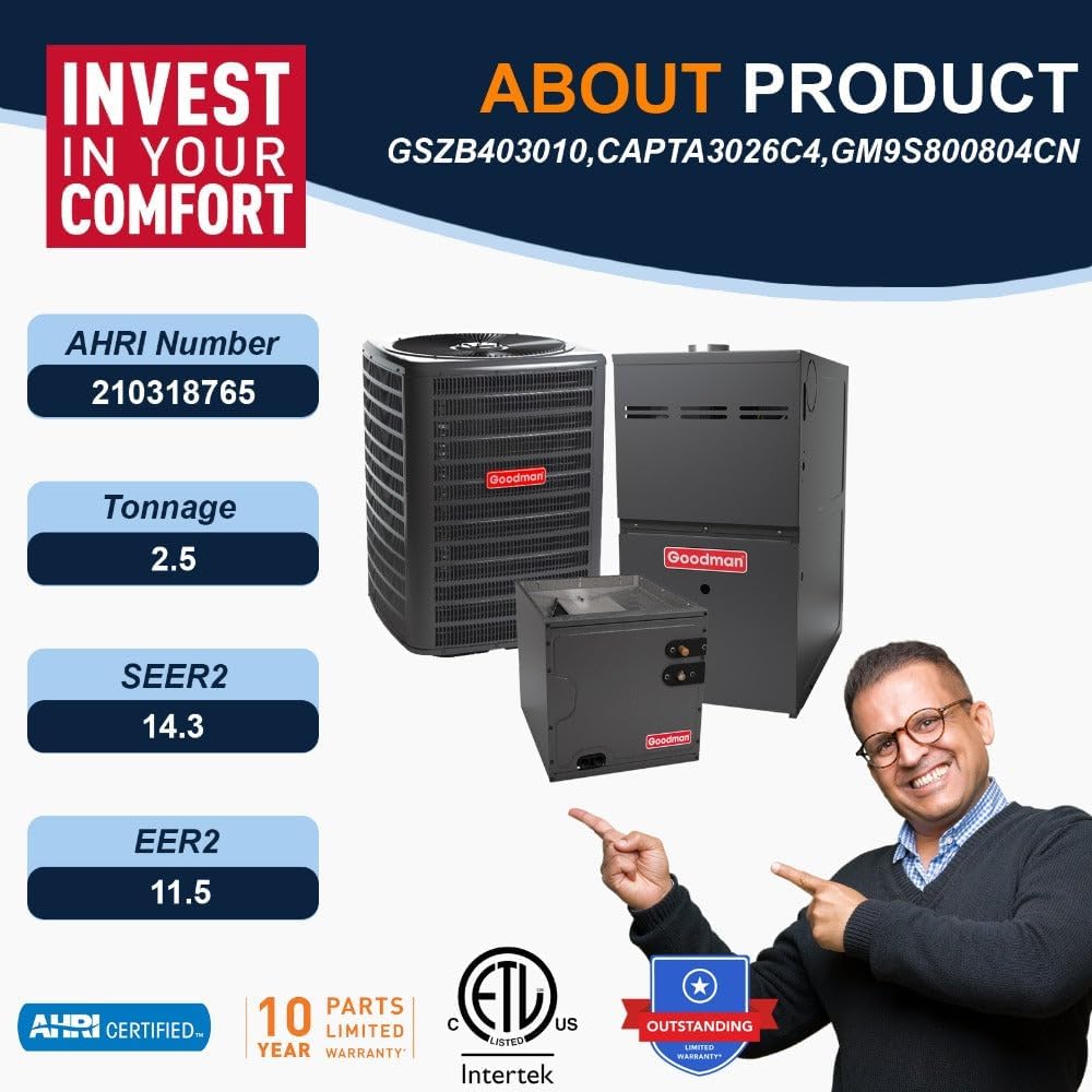 Goodman 2.5 Ton 14.3 SEER2 Single Stage Heat Pump GSZB403010 and 80