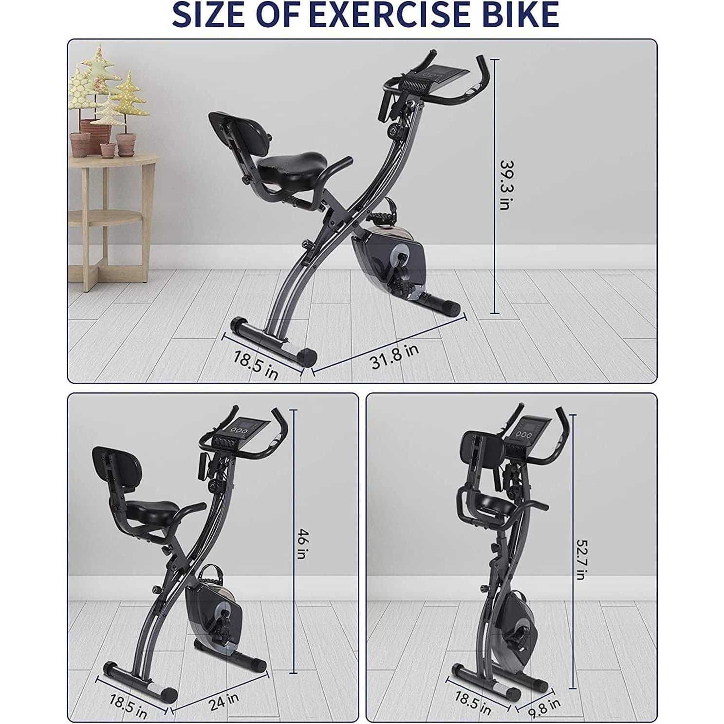 Exercise Bike Folding Magnetic Upright Stationary Bike with Pulse Sensor LCD Monitor Indoor Cycling Bike Stationary Bike Recumbent Exercise Bike